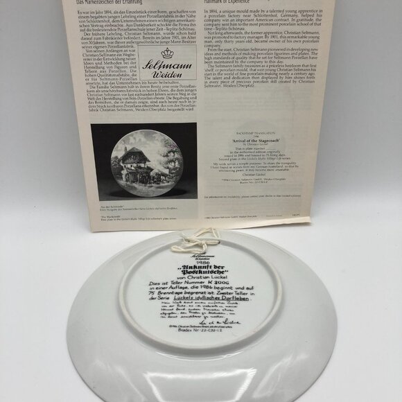 Seltmann Weiden Ankunft der Postkutsche Arrival of the Stagecoach Vintage Plate - Picture 4 of 6